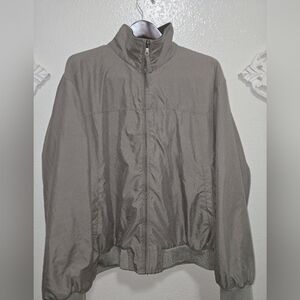 LIZ CLAIBORNE Outerwear Rain Resistant Zip Jacket Size L Solid Tan Microfiber